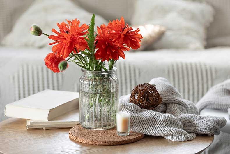 Flowers in vase on table